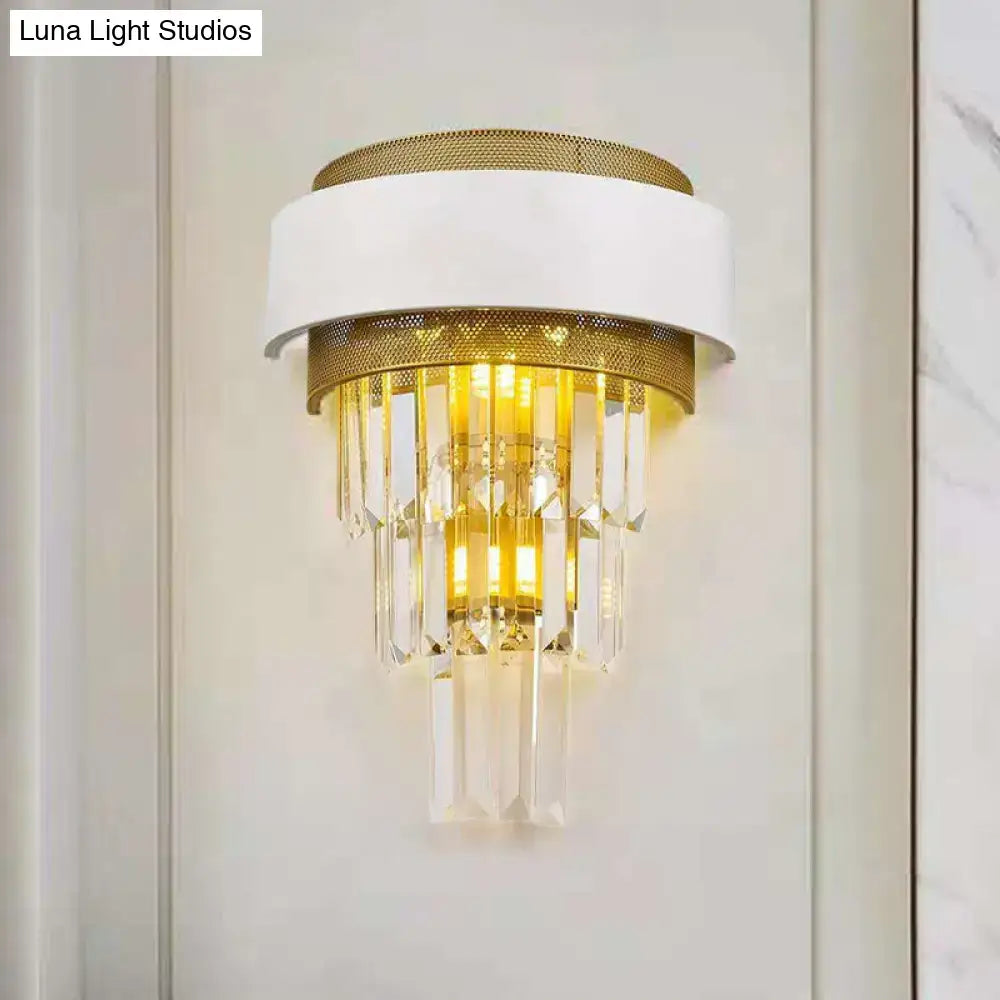 Gold Crystal Square Plate Wall Sconce