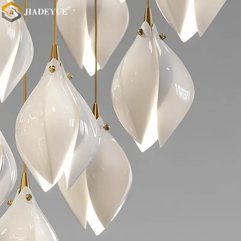 Gold Ceramic Leaf Pendant Light