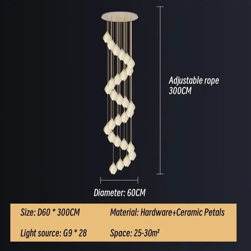 Gold Ceramic Leaf Pendant Light