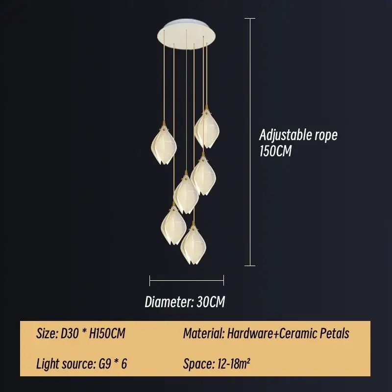 Gold Ceramic Leaf Pendant Light