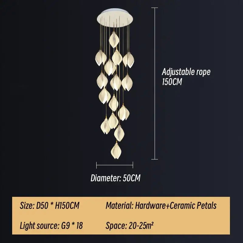 Gold Ceramic Leaf Pendant Light
