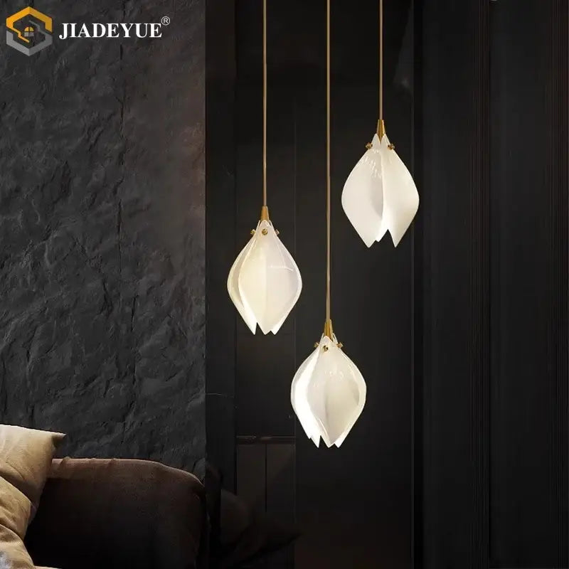 Gold Ceramic Leaf Pendant Light