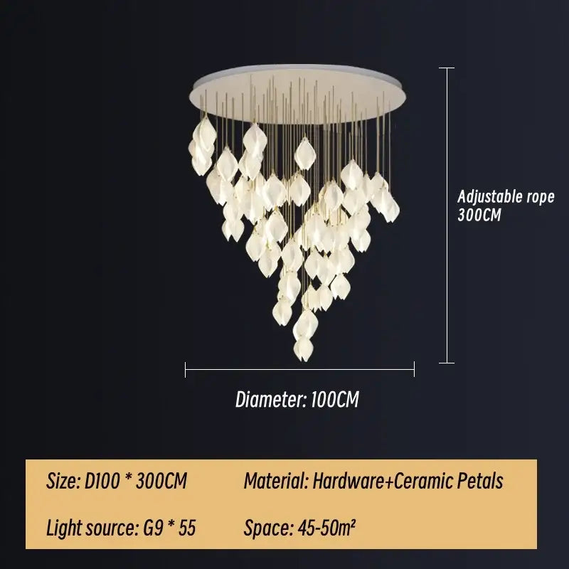 Gold Ceramic Leaf Pendant Light