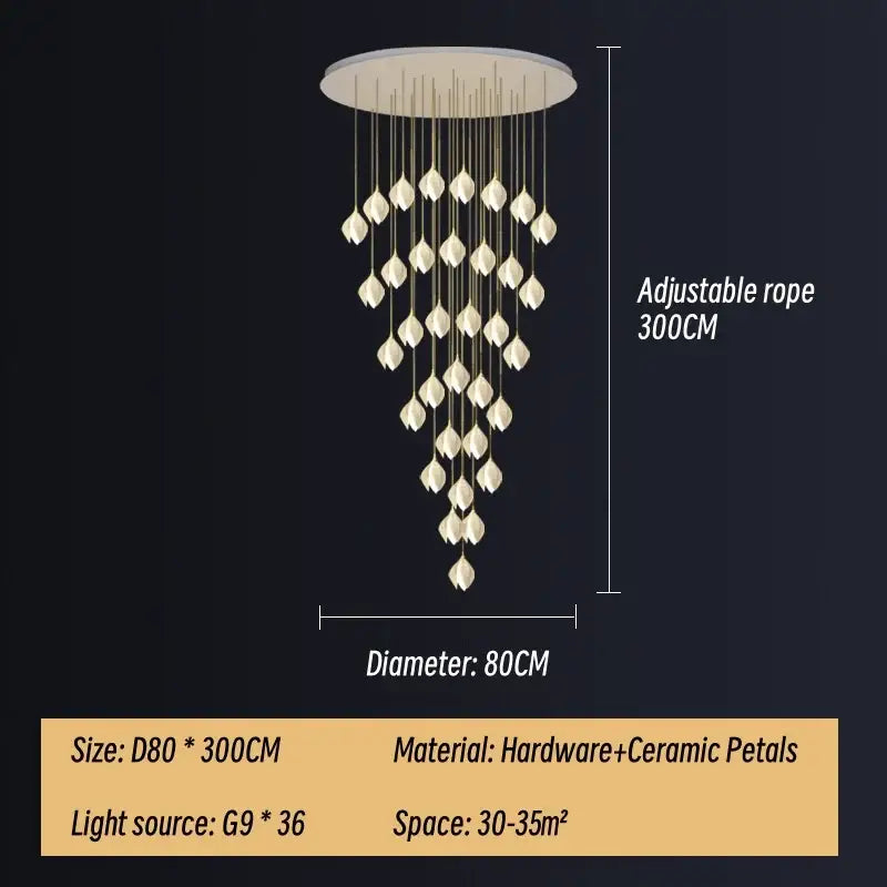 Gold Ceramic Leaf Pendant Light