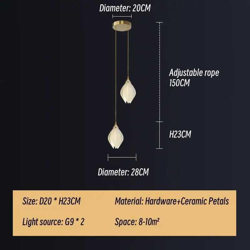 Gold Ceramic Leaf Pendant Light