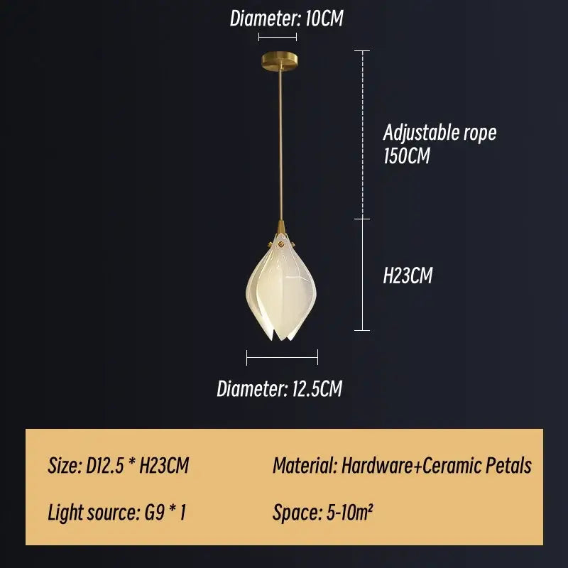 Gold Ceramic Leaf Pendant Light