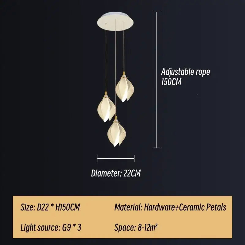 Gold Ceramic Leaf Pendant Light