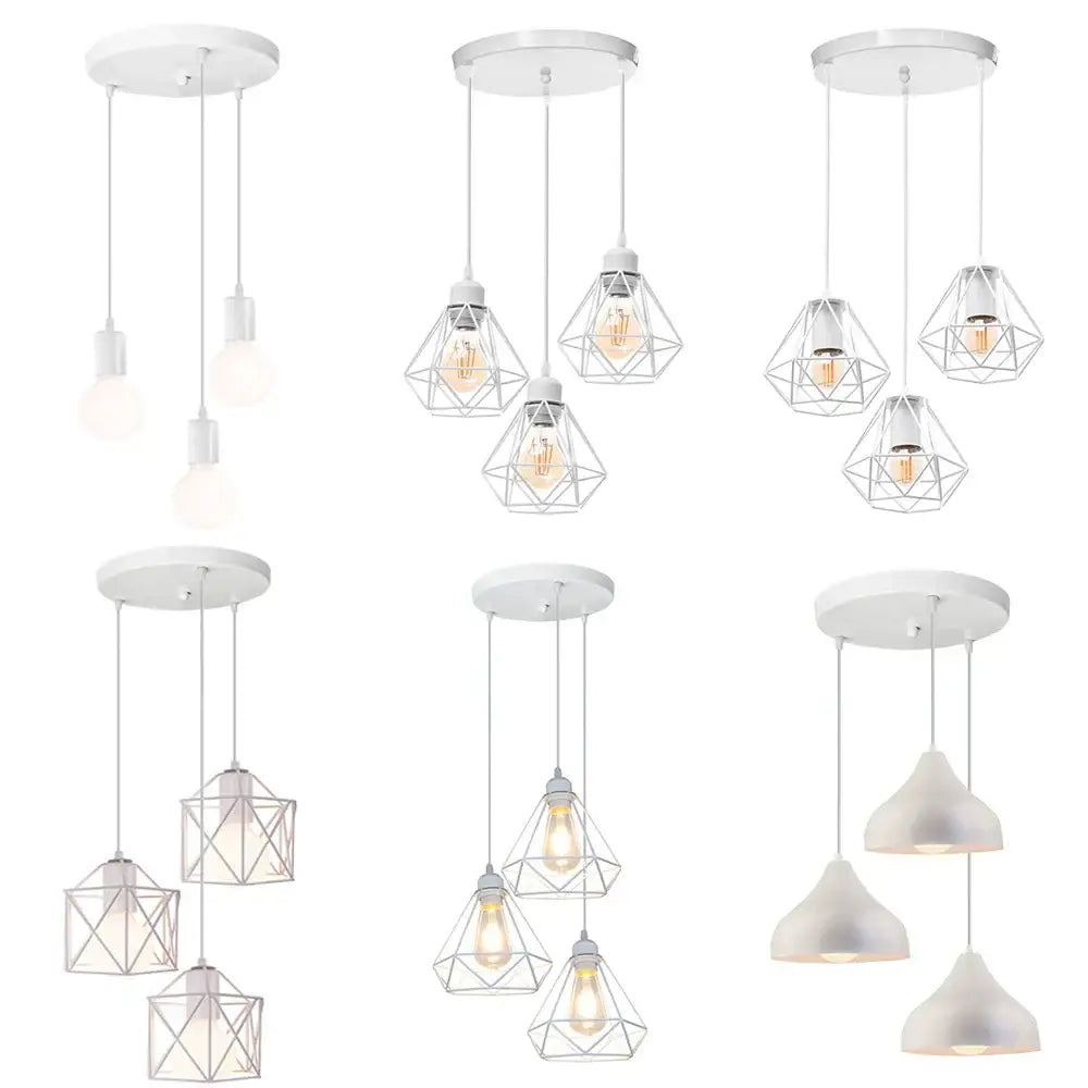 White Iron Cage Pendant Light