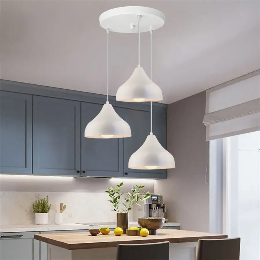White Iron Cage Pendant Light