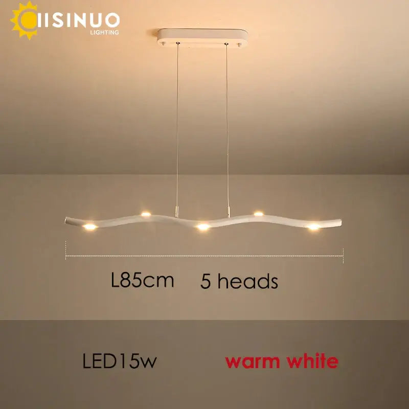 White LED Wave Pendant with Adjustable Length