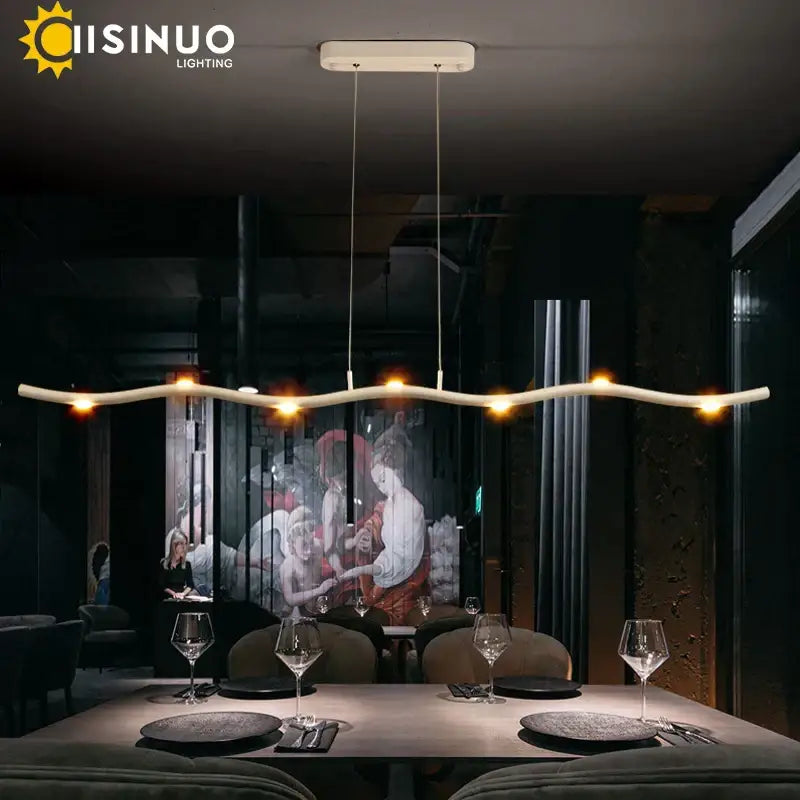 White LED Wave Pendant with Adjustable Length