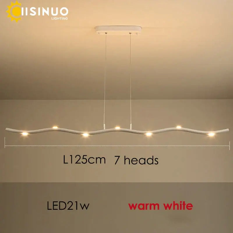 White LED Wave Pendant with Adjustable Length