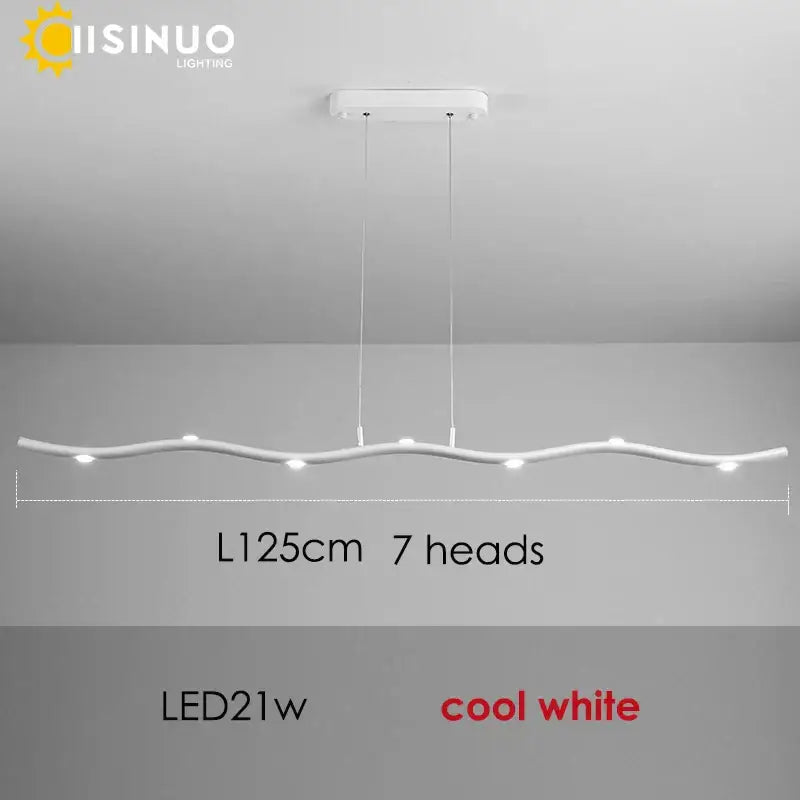 White LED Wave Pendant with Adjustable Length