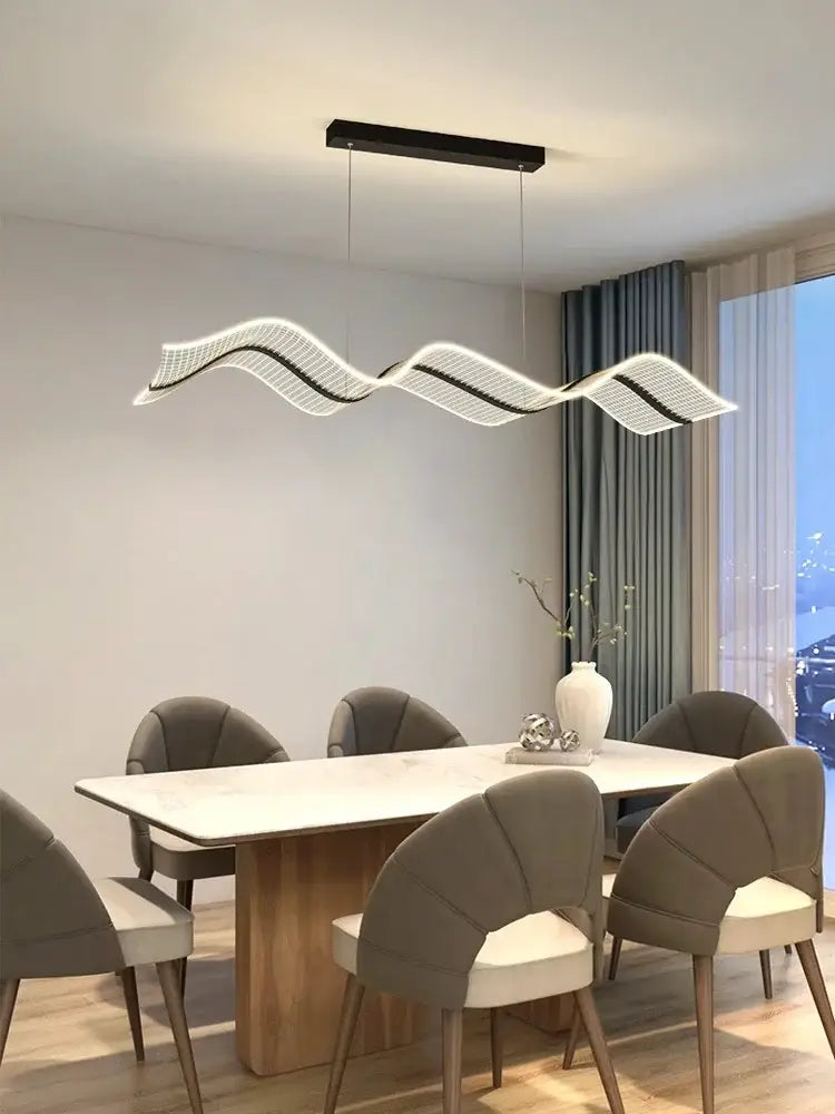 White LED Wave Pendant
