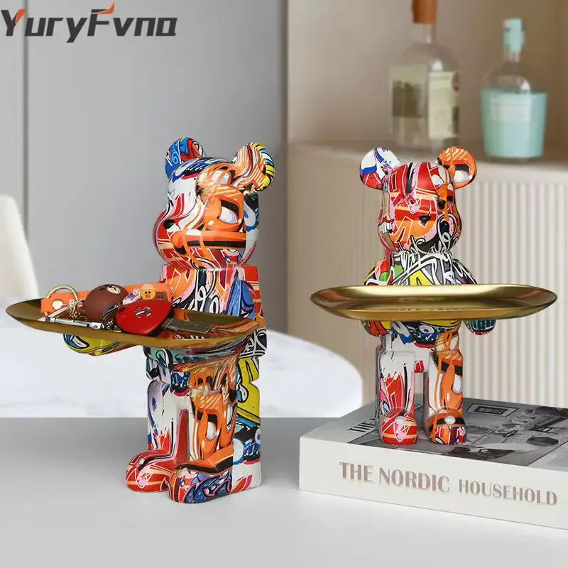 Marble Bear Tray Sculpture