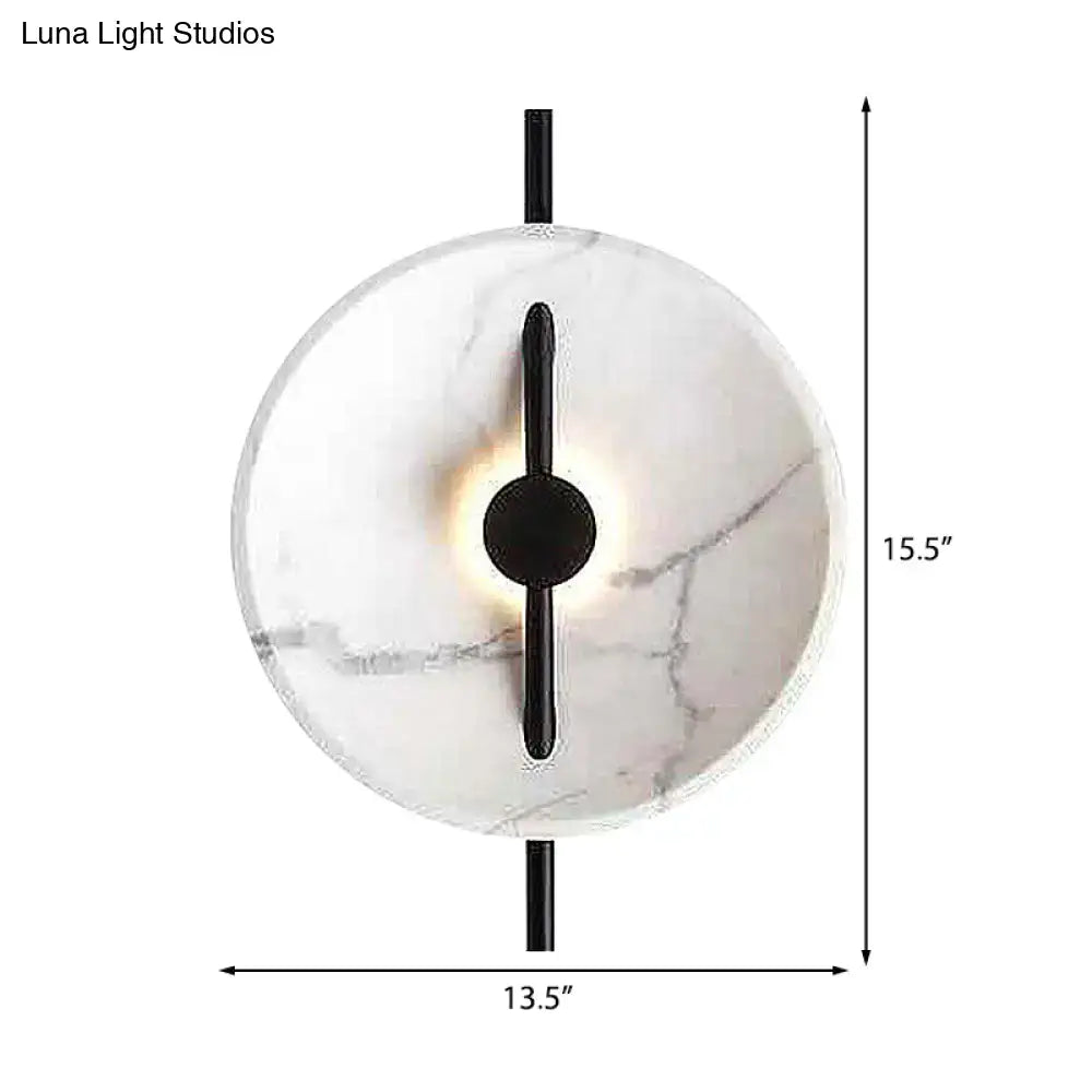 White Marble LED Wall Sconce Compact Size