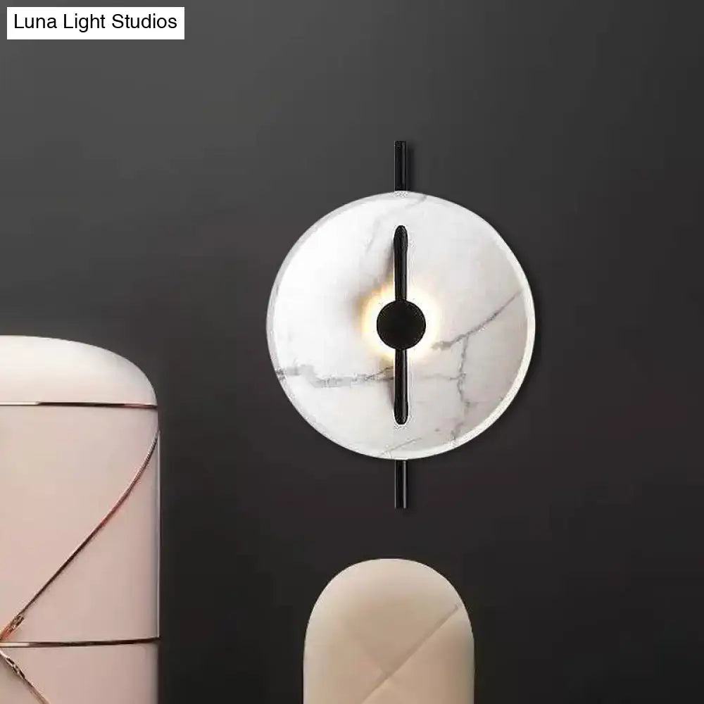 White Marble LED Wall Sconce Compact Size