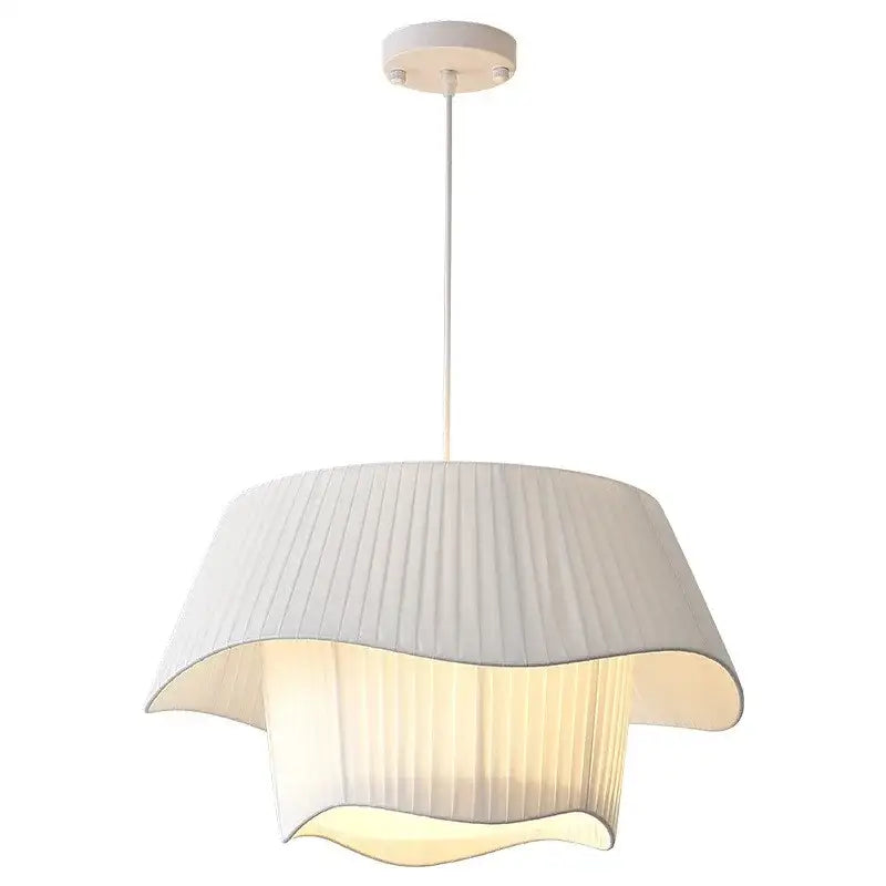 White Fabric Pendant Light with E27 Socket