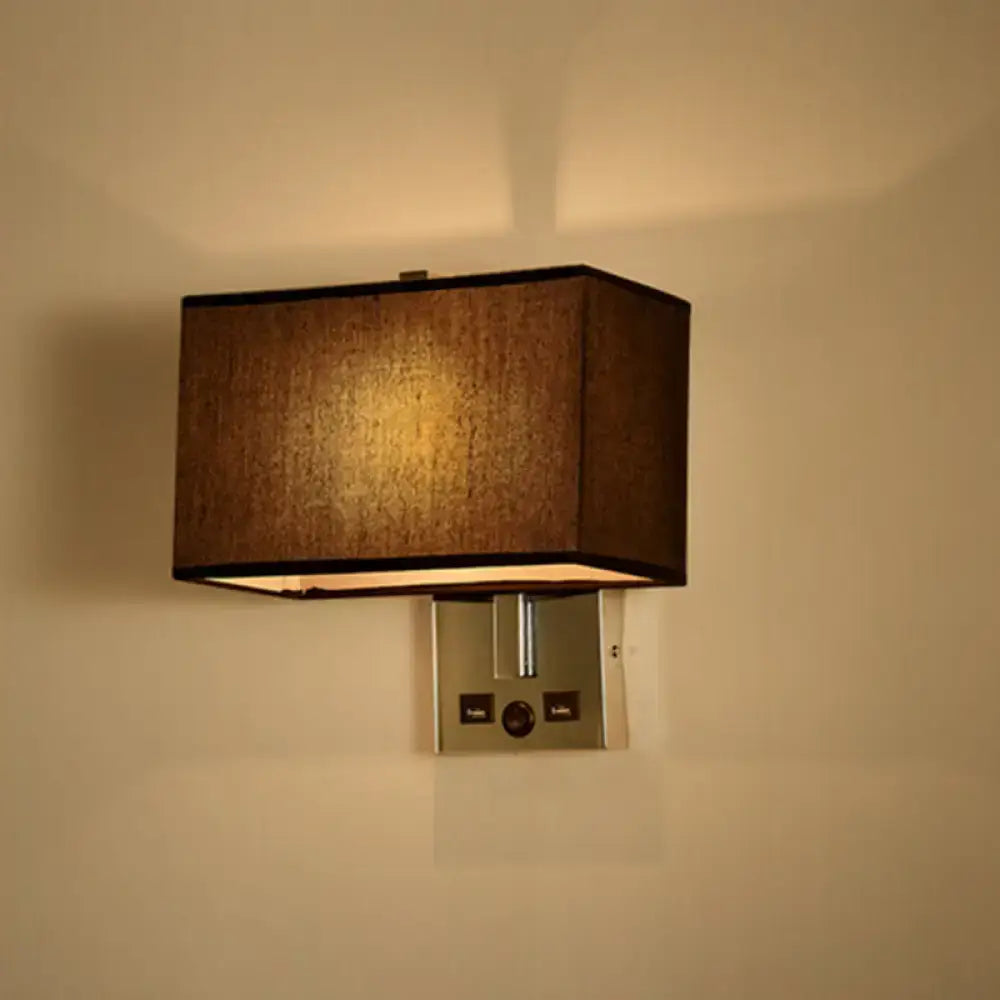 White Modern USB Fabric Wall Sconce