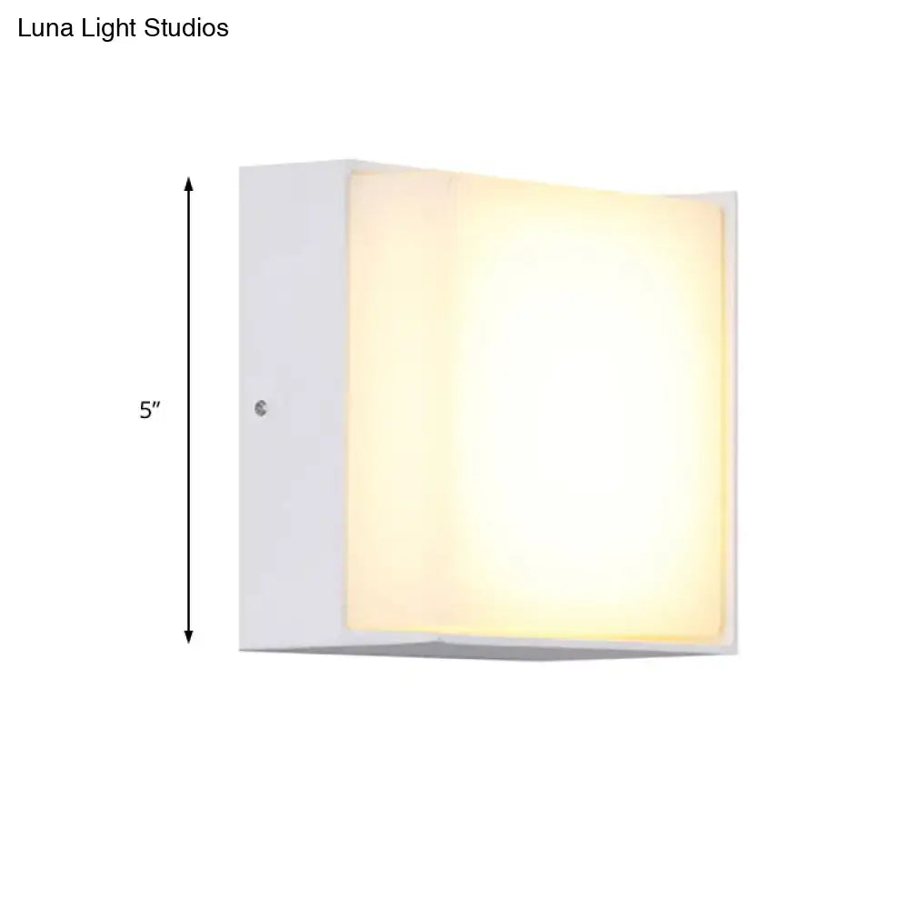 White Rectangular Metal Acrylic Wall Light