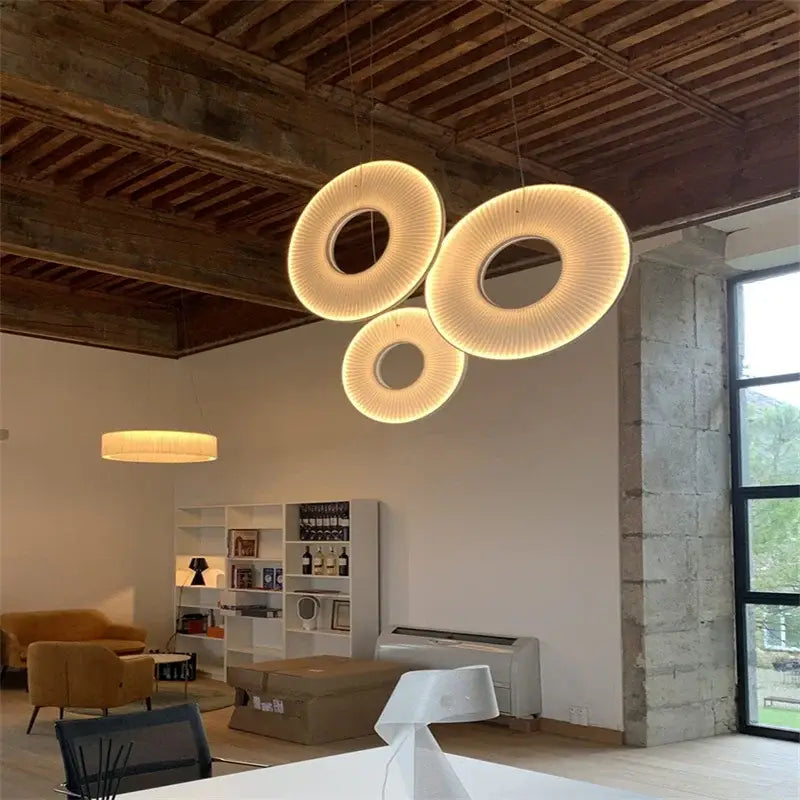 White Ribbed Pendant Light