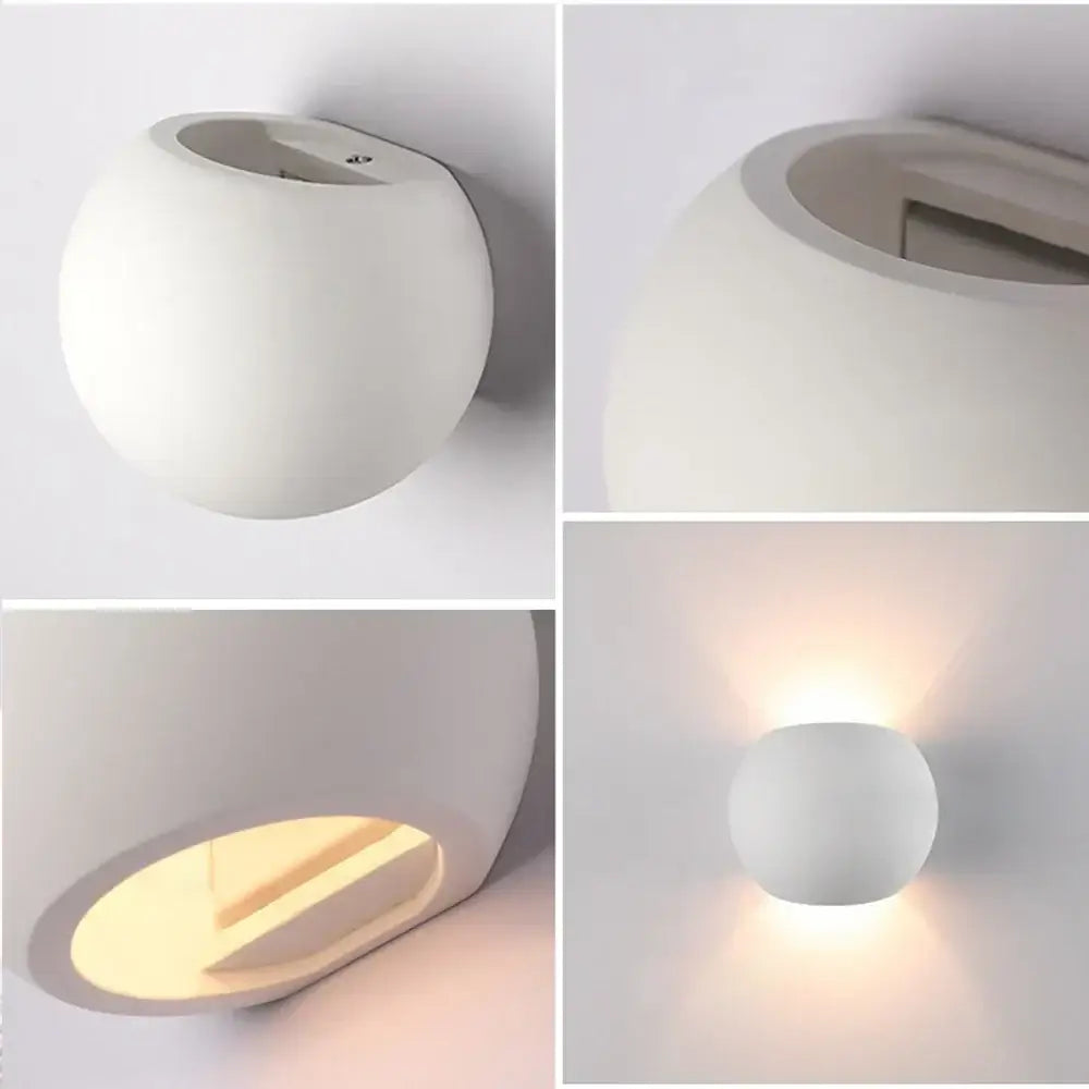 White Gypsum LED Wall Sconce With Tricolor Light