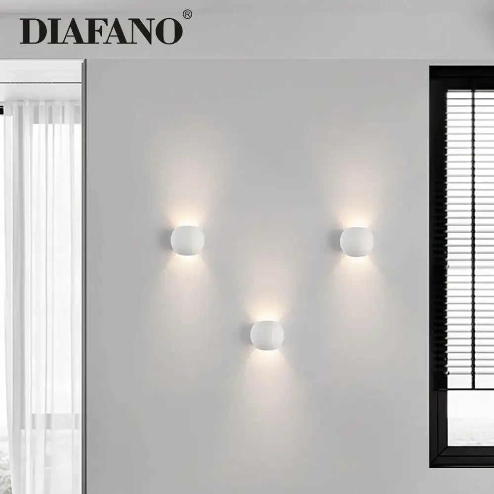 White Gypsum LED Wall Sconce With Tricolor Light