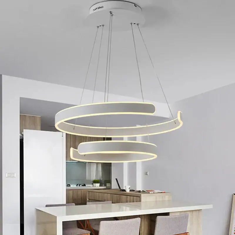 White Spiral Pendant Light