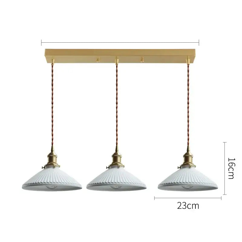 White Ceramic Pendant Light with Textured Glass