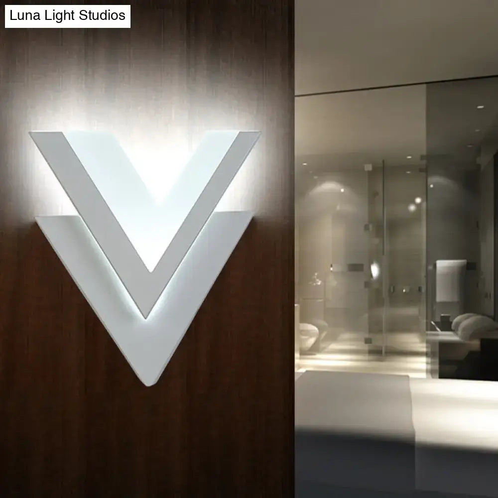 White V-Shaped Wall Light