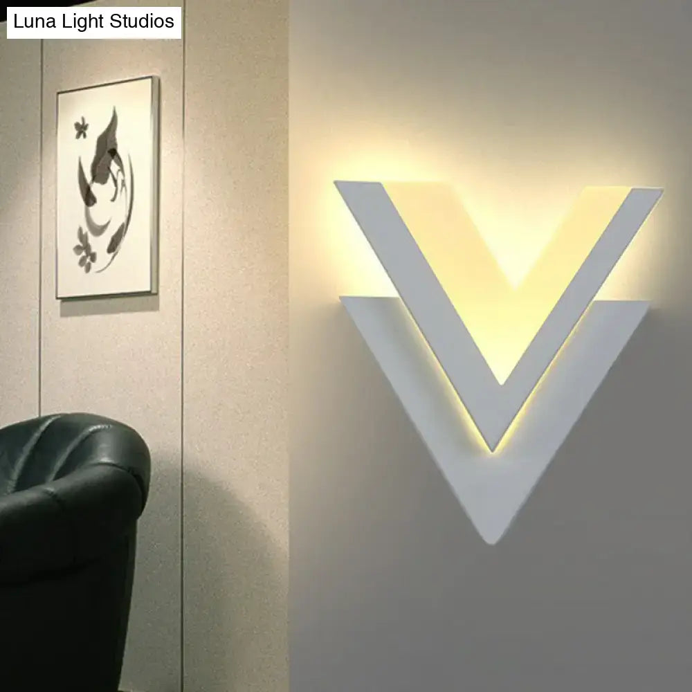 White V-Shaped LED Sconce