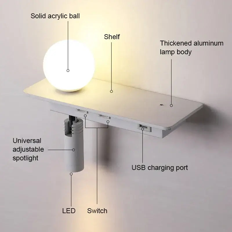 White Wall Shelf Light
