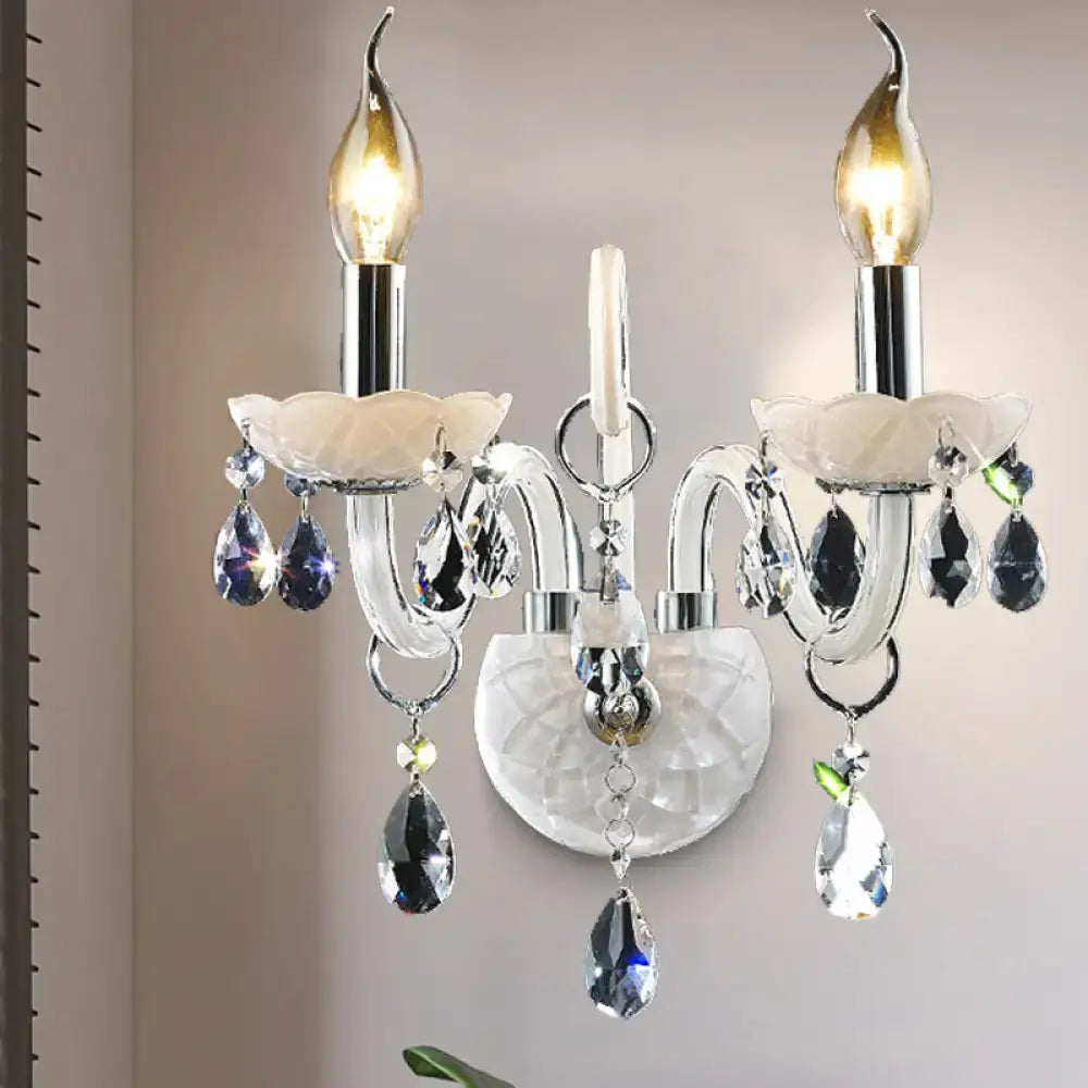 White Crystal Wall Light
