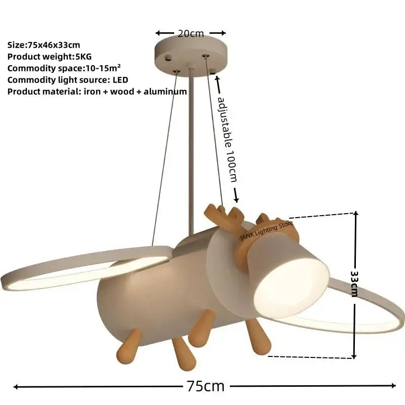 Wooden Deer Pendant Light