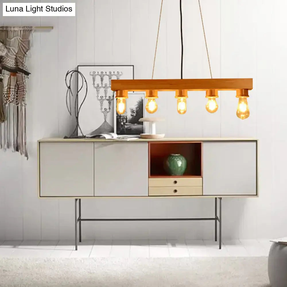 Wood Rectangular Chandelier