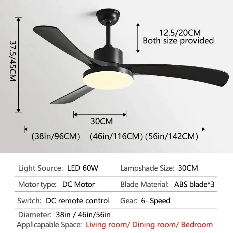 Black 3-Leaf Fan Light