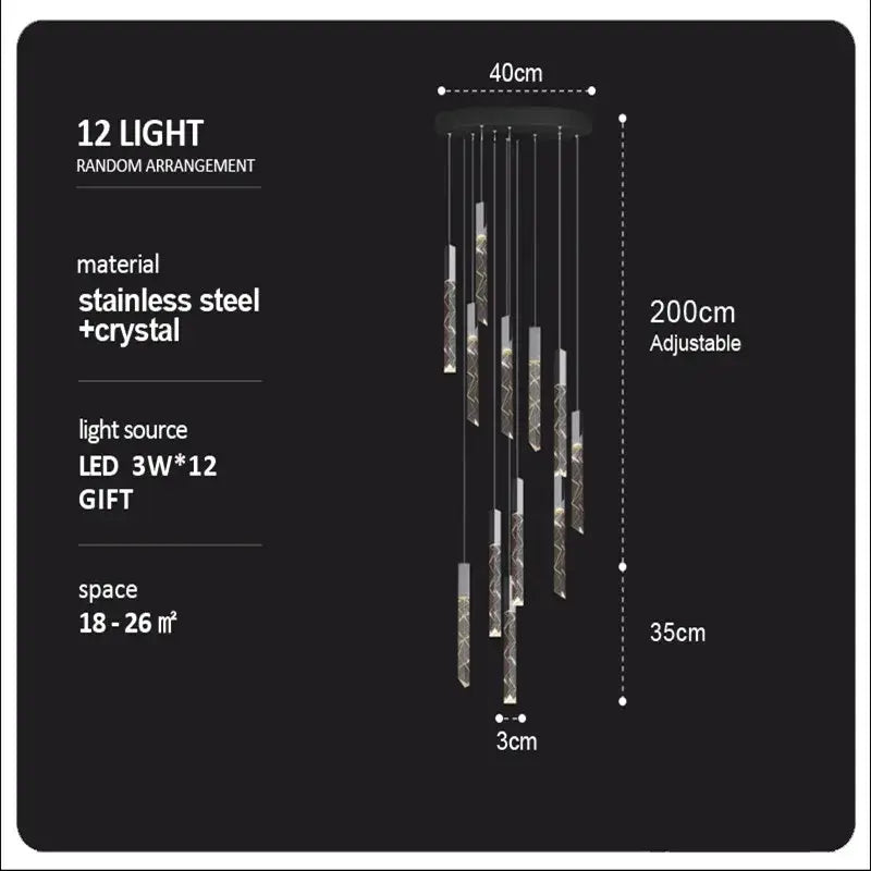 Crystal Column LED Chandelier