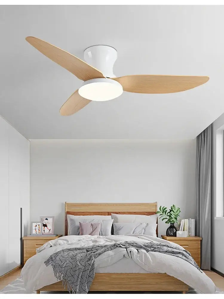 White Wood 40-Inch Minimalist Ceiling Fan