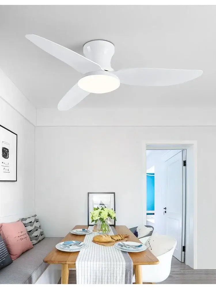 White Wood 40-Inch Minimalist Ceiling Fan