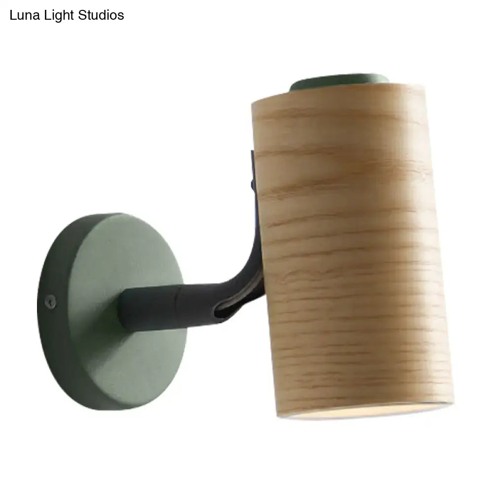 Yellow Green Wood Metal Wall Sconce