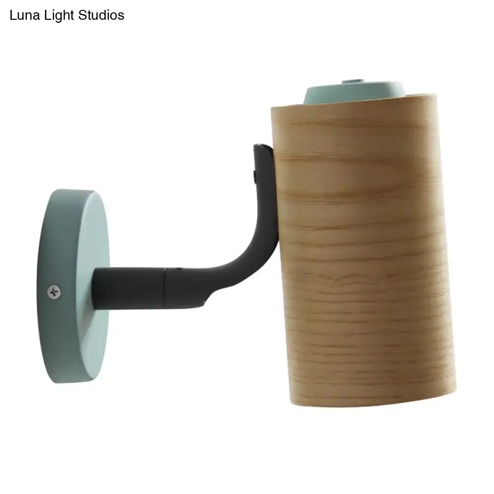 Yellow Green Wood Metal Wall Sconce