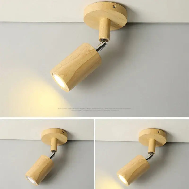 Wood Two-Head Ceiling Light