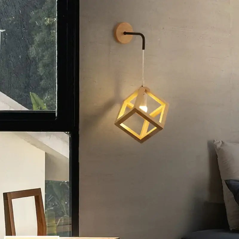 Wood Cube Wall Sconce