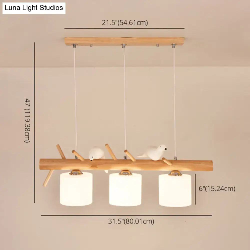 Wood Cylinder Hanging Light