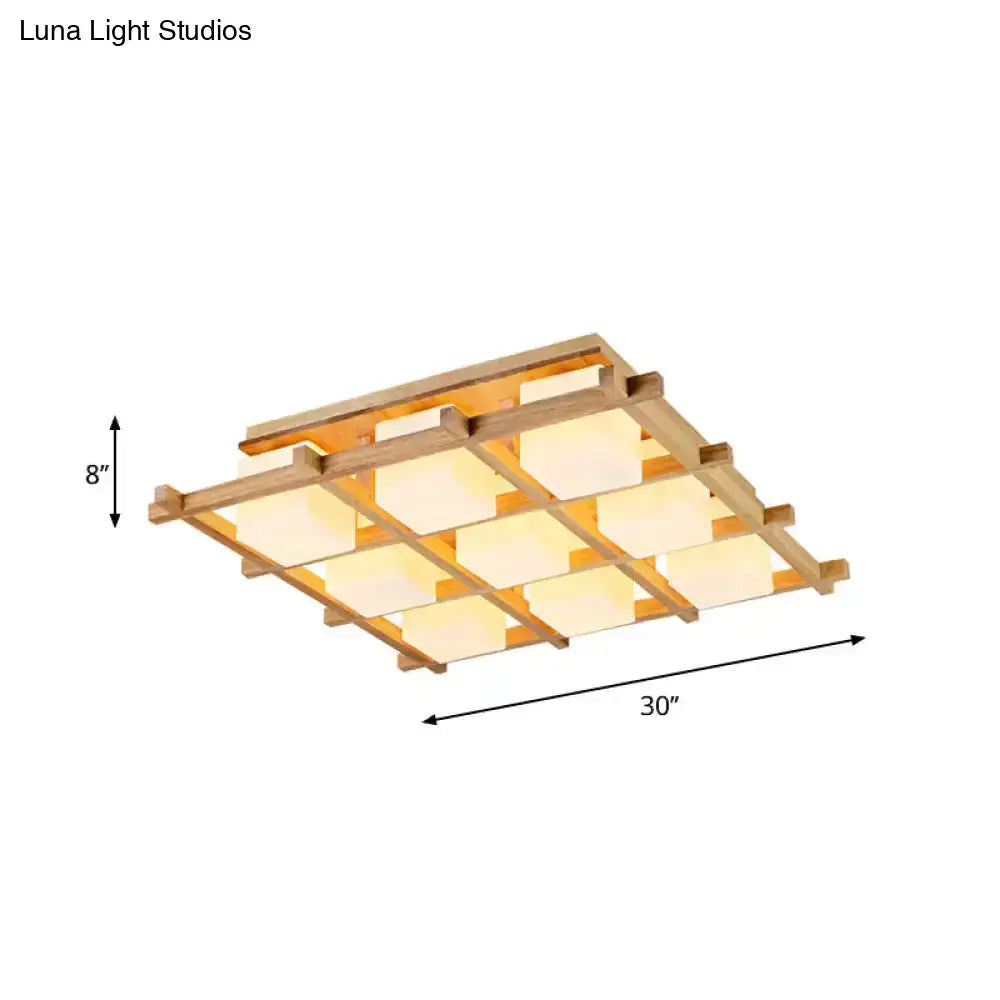 Wood Grid Ceiling Light