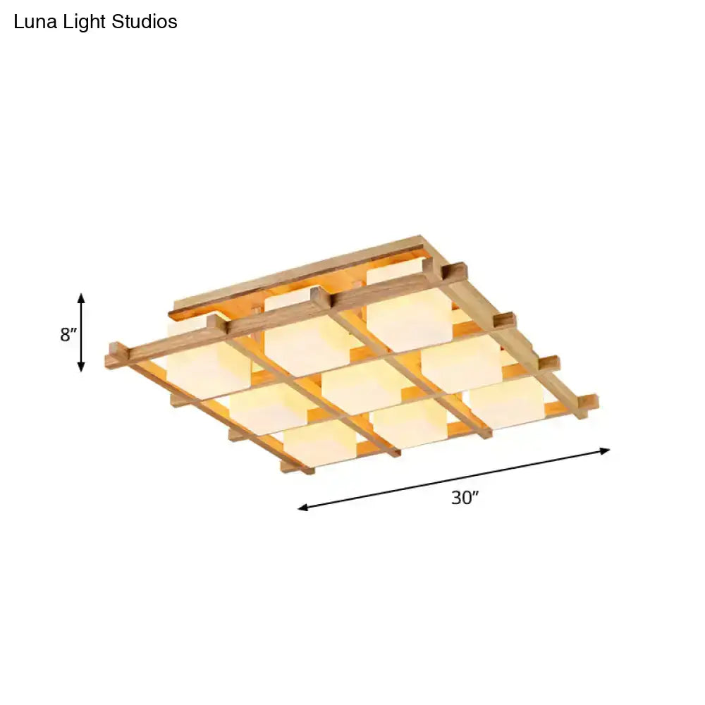 Wood Grid Ceiling Light
