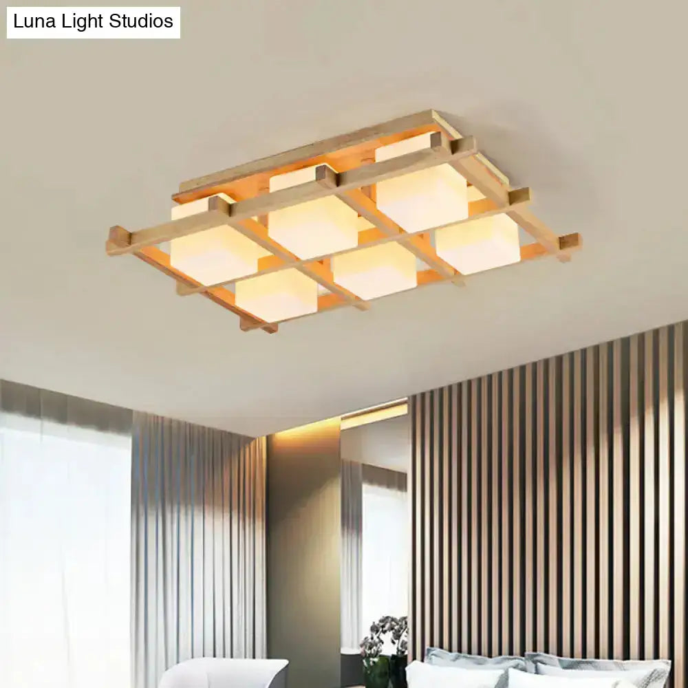 Wood Grid Ceiling Light