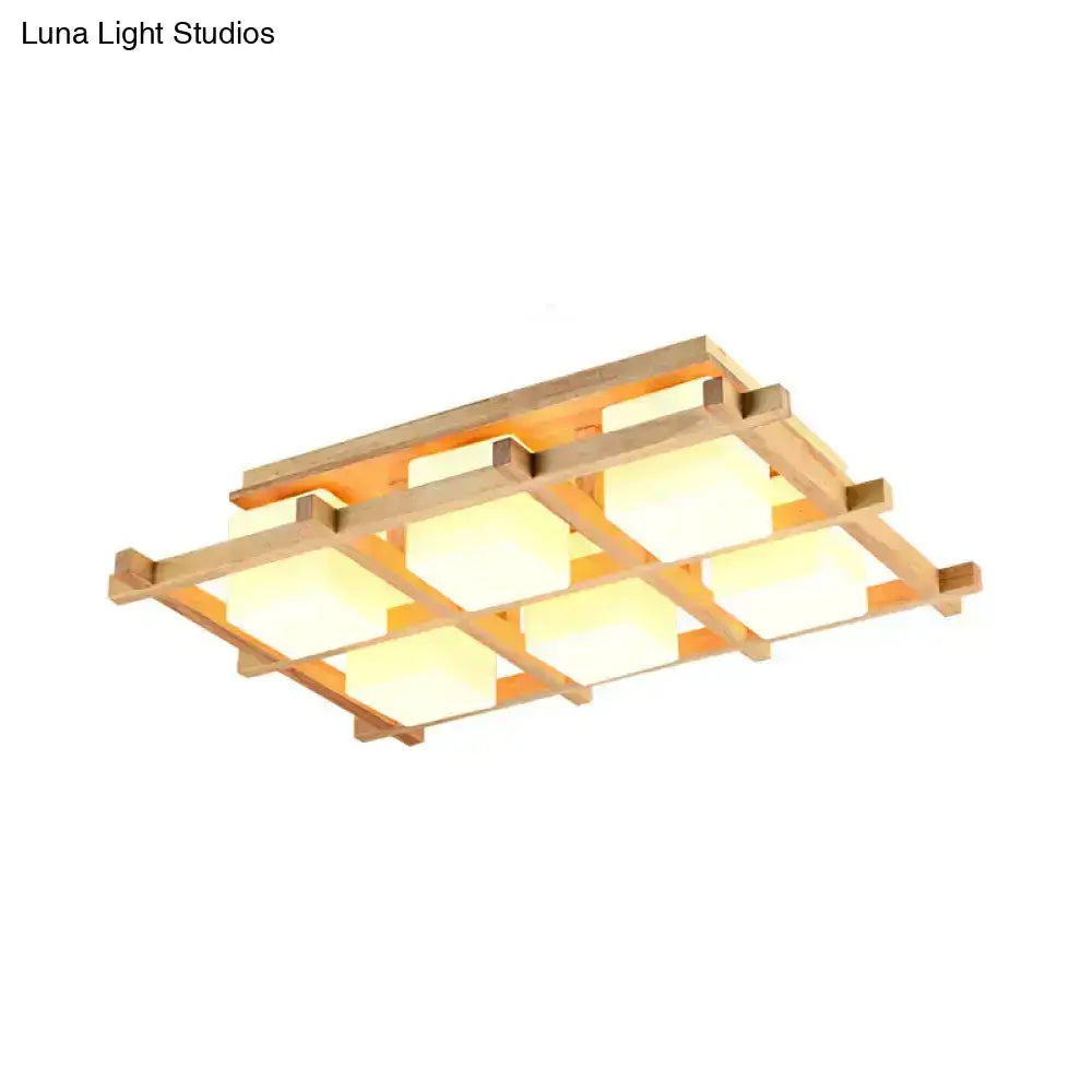 Wood Grid Ceiling Light