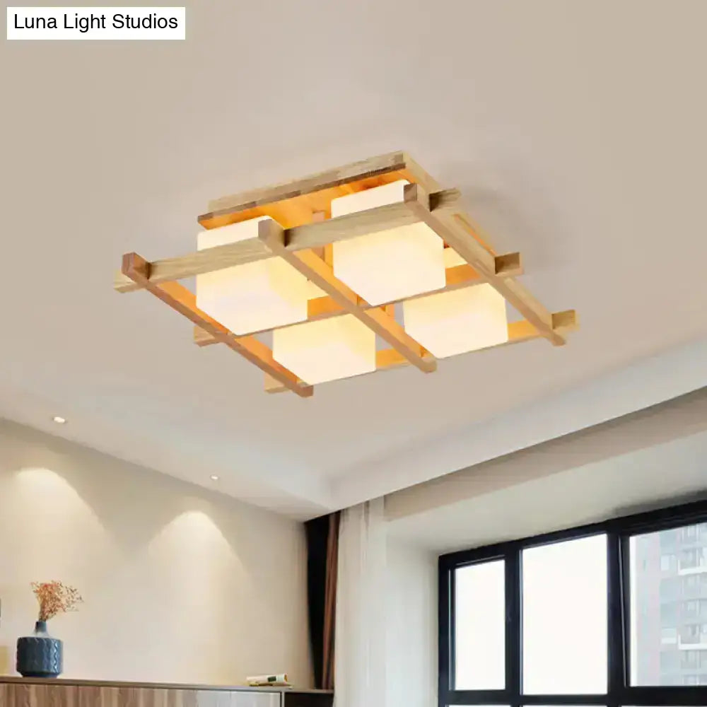 Wood Grid Ceiling Light
