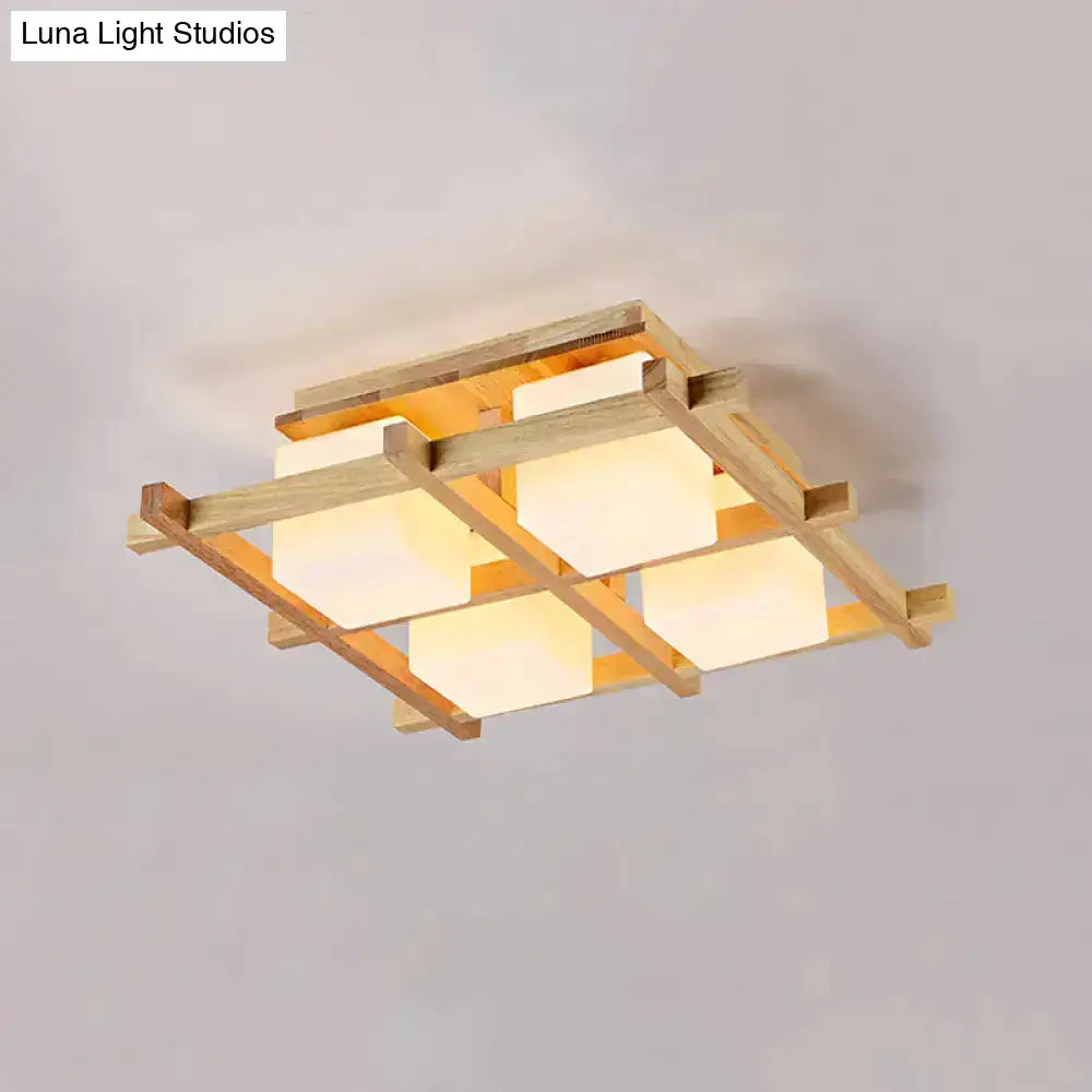 Wood Grid Ceiling Light